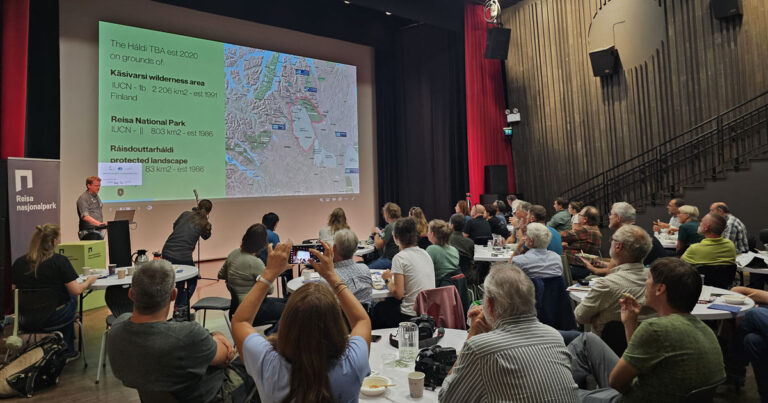 Fra Nettverksmøtet TransparcNet Meeting som i år ble arrangert i Reisa nasjonalpark og Käsivarsi Wilderness Area. Foto: Rune Benonisen